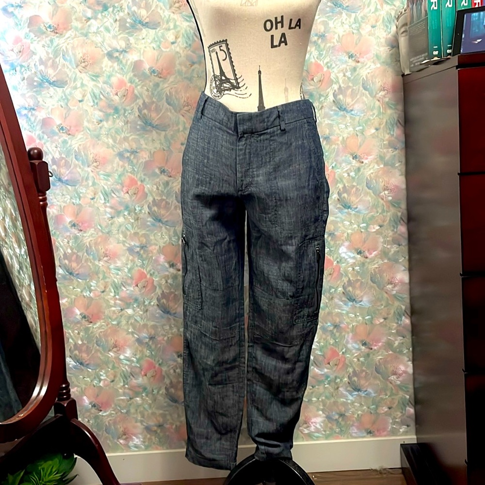**Vince 100% Linen Cargo Pants – Jean Look